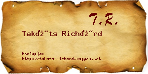 Takáts Richárd névjegykártya